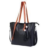 SIVACCHI Women's Latest Leather Shoulder Handbag - Black-thumb1