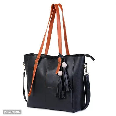 SIVACCHI Women's Latest Leather Shoulder Handbag - Black-thumb2
