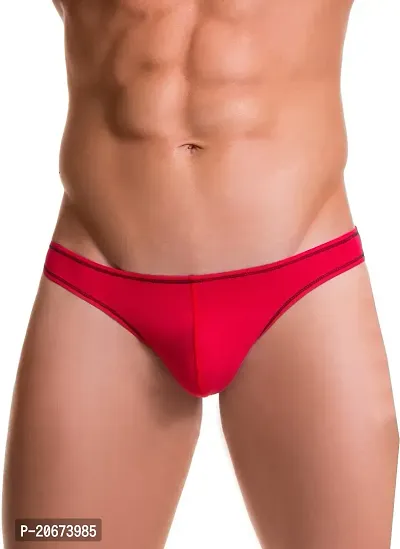 Stylish Red Polyester Solid Thongs For Men-thumb0