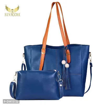 SIVACCHI Women's Latest Leather Shoulder Handbag - Blue-thumb0