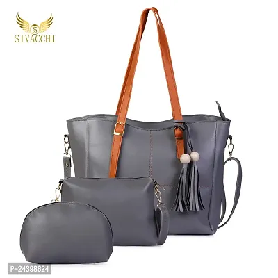 SIVACCHI Women's Latest Leather Shoulder Handbag - Grey