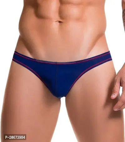 Stylish Blue Polyester Solid Thongs For Men