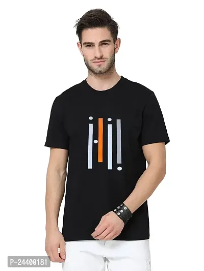 SIVACCHI Latest Stylish Men's (T01-BLK) Black Casual T-Shirt(X-Large)-thumb0