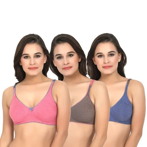 CRACK4DEAL Women's Non Padded Non-Wired Regular Bra (Pack of 3)