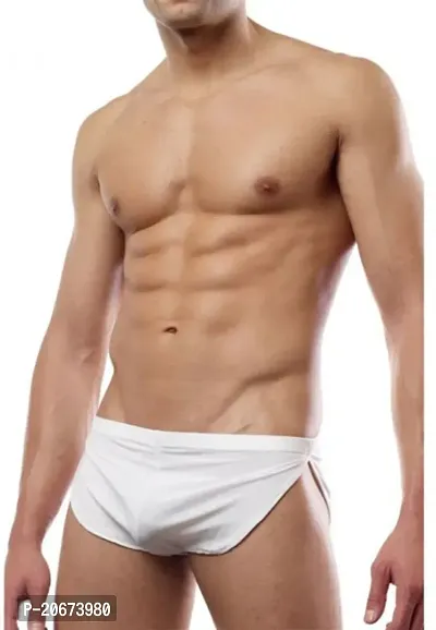 Stylish White Polyester Solid Thongs For Men-thumb0