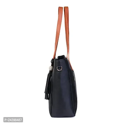 SIVACCHI Women's Latest Leather Shoulder Handbag - Black-thumb3