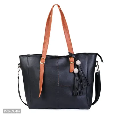 SIVACCHI Women's Latest Leather Shoulder Handbag - Black-thumb0