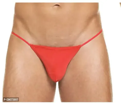 Stylish Red Polyester Solid Thongs For Men