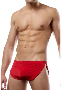 Stylish Red Polyester Solid Thongs For Men-thumb2