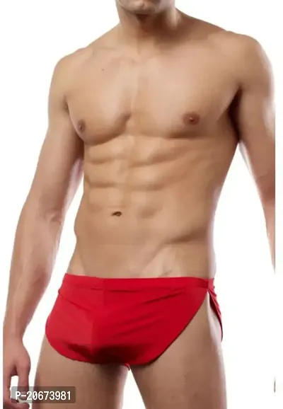 Stylish Red Polyester Solid Thongs For Men-thumb3