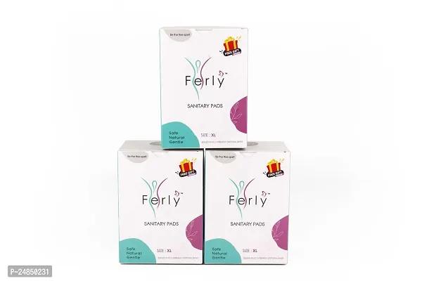 Ferly Ultra-Safe Sanitary Pads For Women | 36 Ultra Thin Pads | Pack of 3:- Medium Flow-XL | Safe on Skin | Toxic-Free  Rash-Free | Unscented | Leakproof | With Secure Shield Covers