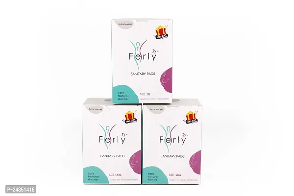 Ferly Ultra-Safe Sanitary Pads For Women | 36 Ultra Thin Pads | 24 Heavy Flow-XXL  12 Medium Flow-XL | Safe on Skin | Toxic-Free  Rash-Free | Unscented | Leakproof | With Secure Shield Covers