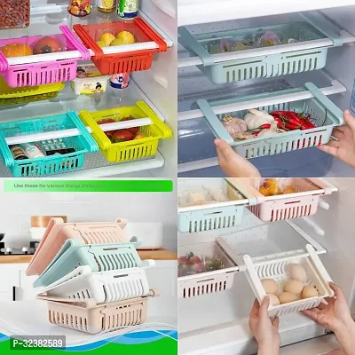 Plastic Expandable Hanging Fridge Tray - Refrigerator Food Storage Organizer (set of 4)-thumb4