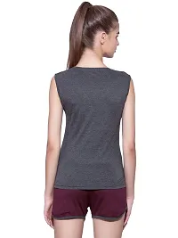 Ap'pulse Women's Sleeveless Henley Tshirt Charcoal-thumb4