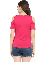 Ap'pulse Women's Solid Regular Fit T-Shirt (AP-WN-RN-SS-COLDSHLDR-T-437_Dark Pink X-Large)-thumb4