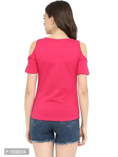 Ap'pulse Women's Solid Regular Fit T-Shirt (AP-WN-RN-SS-COLDSHLDR-T-437_Dark Pink X-Large)-thumb5