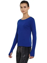 Ap'pulse Women's Solid Slim Fit Tshirt (AP-WN-RN-LS-THUMBOPEN-410_Royal Blue Small)-thumb1