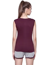 Ap'pulse Women's Sleeveless Henley Tshirt Maroon-thumb3