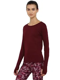 Ap'pulse Women's Solid Slim Fit Tshirt (AP-WN-RN-LS-THUMBOPEN-412_Maroon Medium)-thumb1