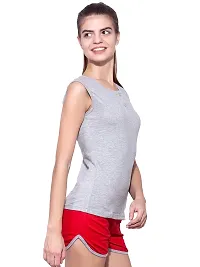 Ap'pulse Women's Sleeveless Henley Tshirt Grey Melange-thumb2