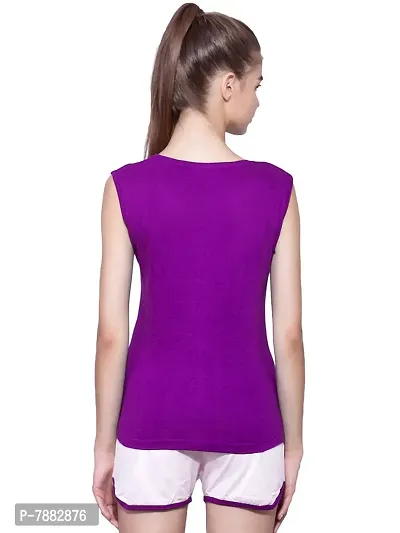 Ap'pulse Women's Sleeveless Henley Tshirt Lilac-thumb5