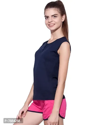 Ap'pulse Women's Sleeveless Henley Tshirt Navy-thumb4