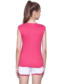 Ap'pulse Women's Sleeveless Henley Tshirt Dark Pink-thumb3