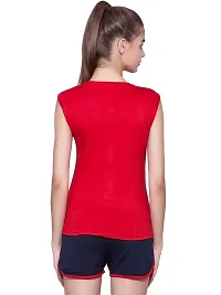 Ap'pulse Women's Sleeveless Henley Tshirt Red-thumb3