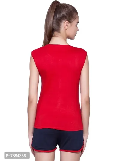 Ap'pulse Women's Sleeveless Henley Tshirt Red-thumb4