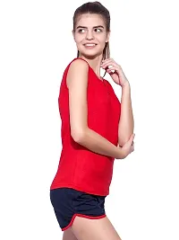 Ap'pulse Women's Sleeveless Henley Tshirt Red-thumb2