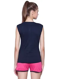 Ap'pulse Women's Sleeveless Henley Tshirt Navy-thumb3