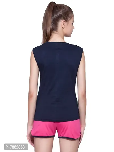 Ap'pulse Women's Sleeveless Henley Tshirt Navy-thumb4