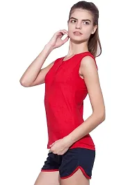 Ap'pulse Women's Sleeveless Henley Tshirt Red-thumb3