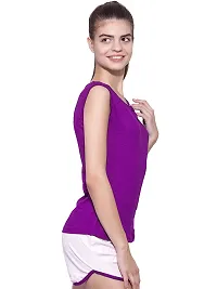 Ap'pulse Women's Sleeveless Henley Tshirt Lilac-thumb2