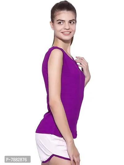 Ap'pulse Women's Sleeveless Henley Tshirt Lilac-thumb3