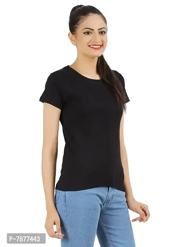 Ap'pulse Women's Cotton Plain Regular Fit Tshirt (Ap-Womens-R-Neckt-08_Bk_Xx-Large, 2XL, Black)-thumb2