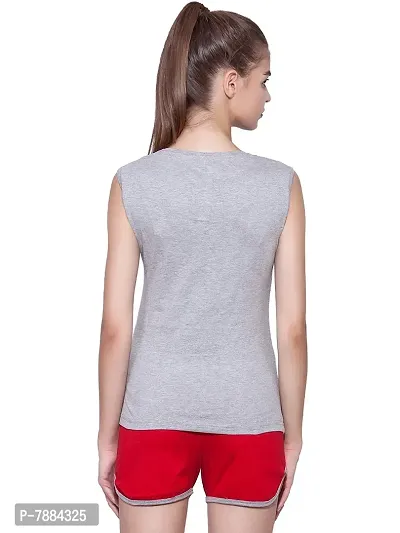 Ap'pulse Women's Sleeveless Henley Tshirt Grey Melange-thumb4