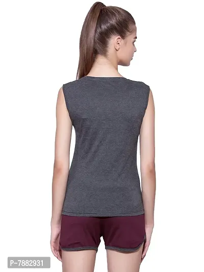 Ap'pulse Women's Sleeveless Henley Tshirt Charcoal-thumb5