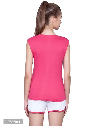 Ap'pulse Women's Sleeveless Henley Tshirt Dark Pink-thumb4