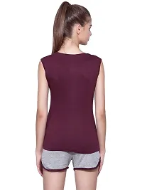 Ap'pulse Women's Sleeveless Henley Tshirt Maroon-thumb4