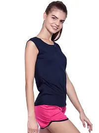 Ap'pulse Women's Sleeveless Henley Tshirt Navy-thumb2