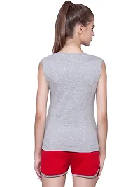 Ap'pulse Women's Sleeveless Henley Tshirt Grey Melange-thumb4