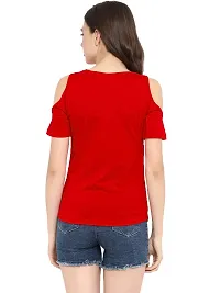 Ap'pulse Women's Cold Shoulder T-Shirt Red-thumb4