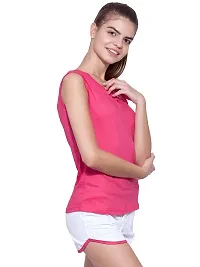 Ap'pulse Women's Sleeveless Henley Tshirt Dark Pink-thumb1