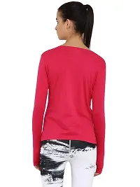 Ap'pulse Women's Solid Slim Fit Tshirt (AP-WN-RN-LS-THUMBOPEN-415_Dark Pink Small)-thumb2