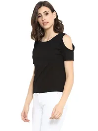 Ap'pulse Women's Solid Regular Fit T-Shirt (AP-WN-RN-SS-COLDSHLDR-428_Black Small)-thumb2