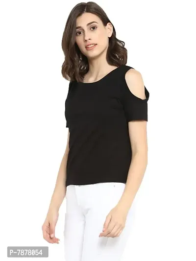 Ap'pulse Women's Solid Regular Fit T-Shirt (AP-WN-RN-SS-COLDSHLDR-428_Black Small)-thumb3