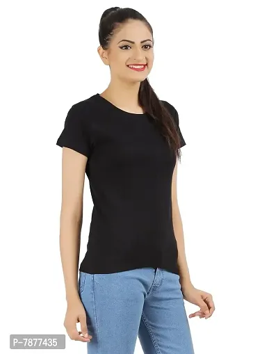 Ap'pulse Solid Regular Fit Tshirt (AP-WOMENS-R-NECKT-08_Black Medium)-thumb3