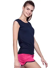 Ap'pulse Women's Sleeveless Henley Tshirt Navy-thumb1