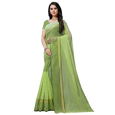 KALASAA FASHION Chanderi cotton Saree with strips For Women With Un-Stitched Blouse